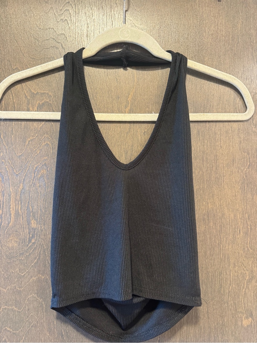 Nasty Gal Black Ribbed Halter Top
